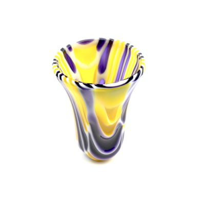 fused glass vase in purple and gold