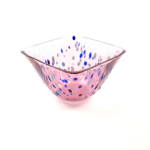 Pink Glass Square Textured bowl