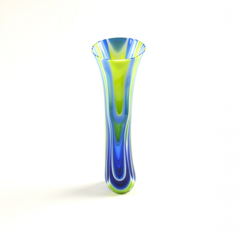 Midnight in spring blue and green tall narrow vase