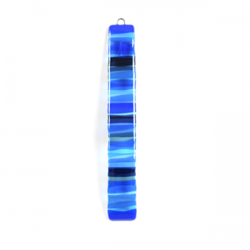 Fused glass strip in different blues