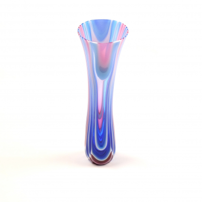 Pink and blue decorative glass vase