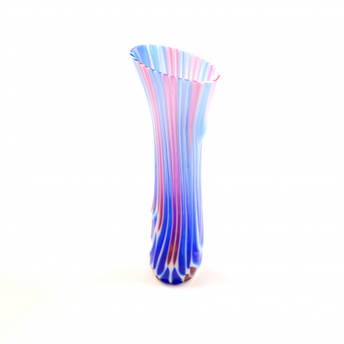 Pink and blue decorative vase from side