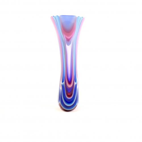 Pink and blue small decorative glass vase