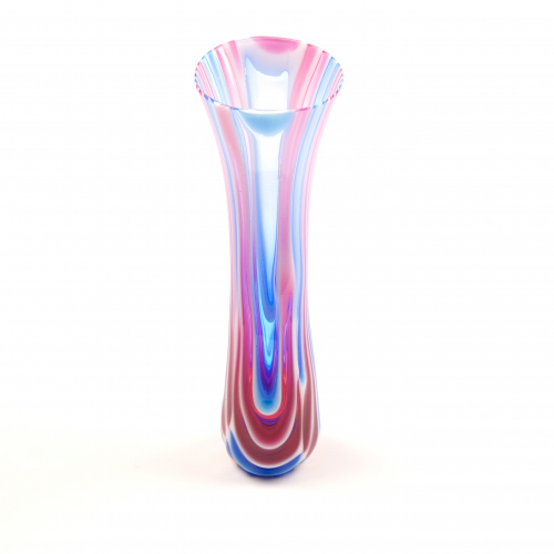 Pink and blue fused glass vase