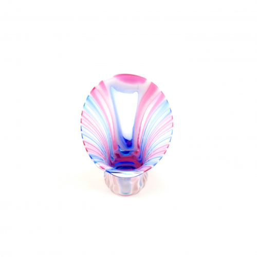Top of blue and pink glass vase