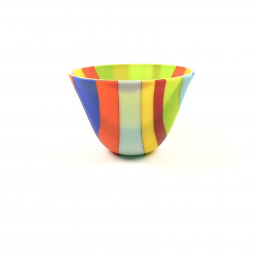 Coloured stripe glass bowl