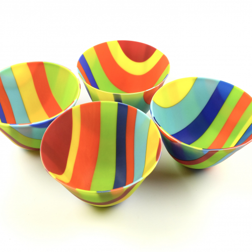 Collection of striped glass bowls