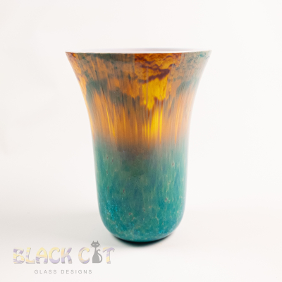 Large turquoise glass vase
